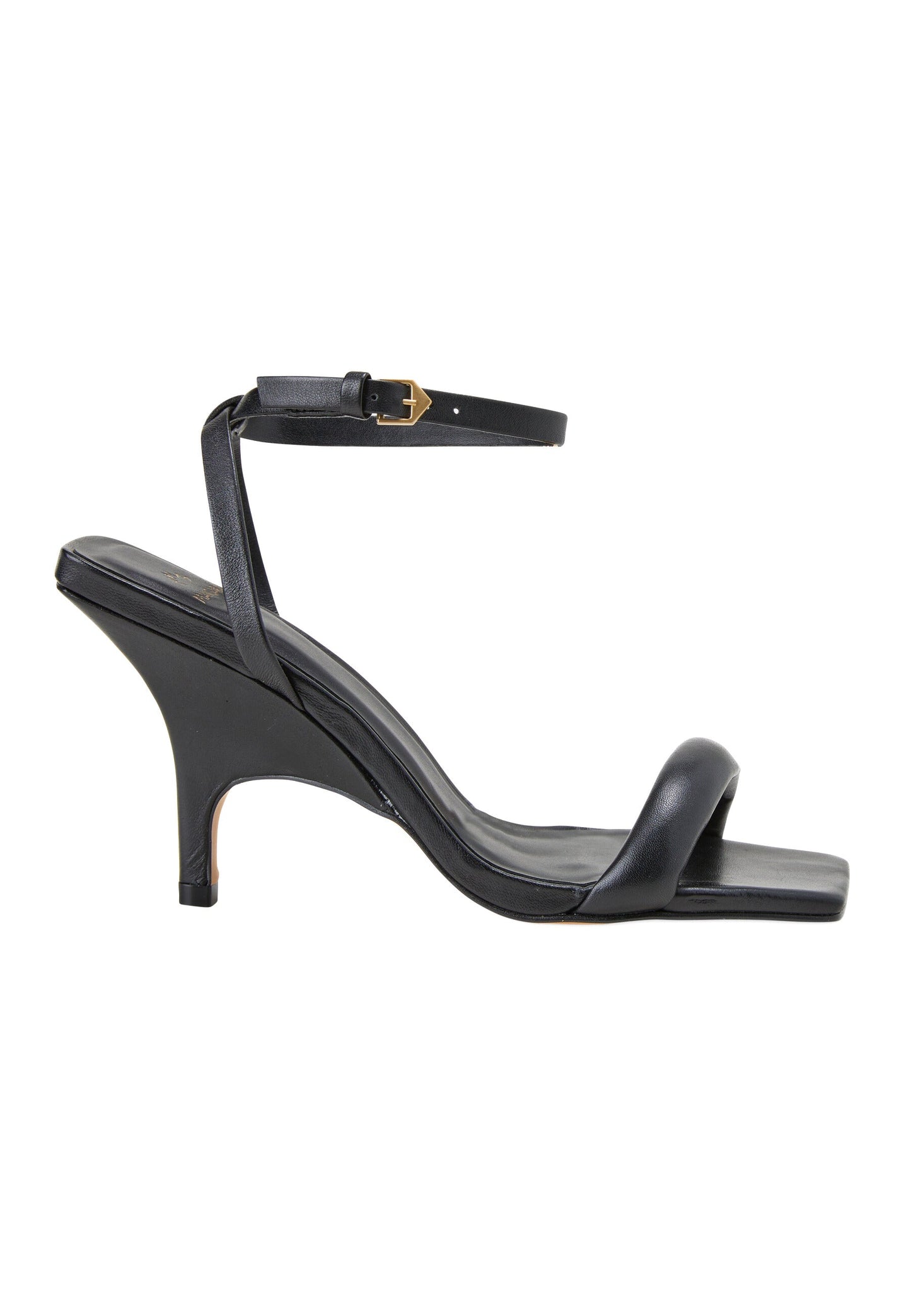 Cortiça Calf Black Leather Sandals – 9cm Ankle Strap Stiletto
