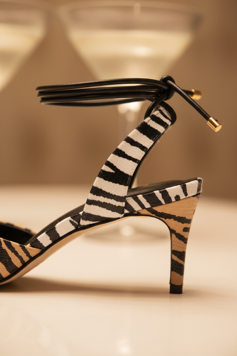 Jaborandi Animal Print Calf Leather Heels – 6.5cm Strappy