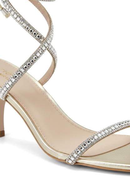 Aroeira Gold Leather Sandals – 8cm Heel