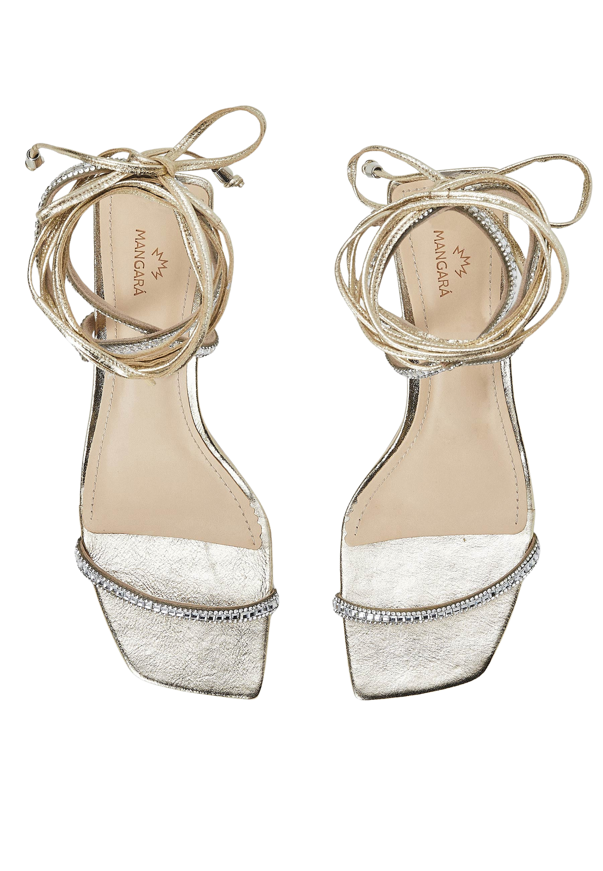 Aroeira Gold Leather Sandals – 8cm Heel