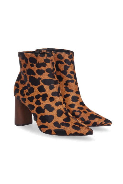 Sapucaia Leopard Print Calf Hair Ankle Boots – 8.4cm Wooden Heel