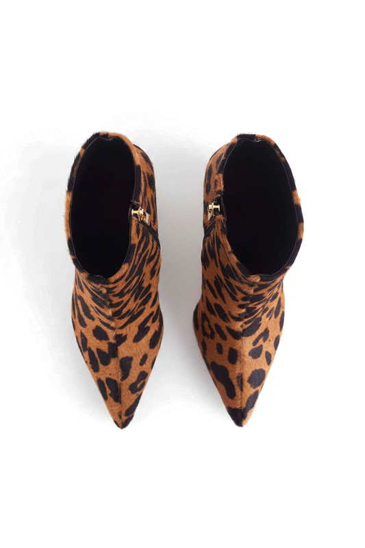 Sapucaia Leopard Print Calf Hair Ankle Boots – 8.4cm Wooden Heel