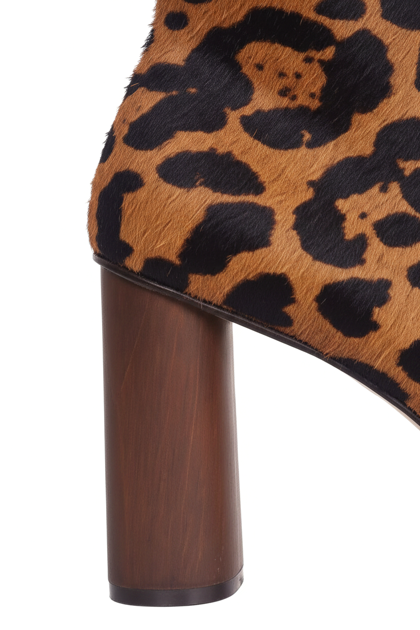 Sapucaia Leopard Print Calf Hair Ankle Boots – 8.4cm Wooden Heel