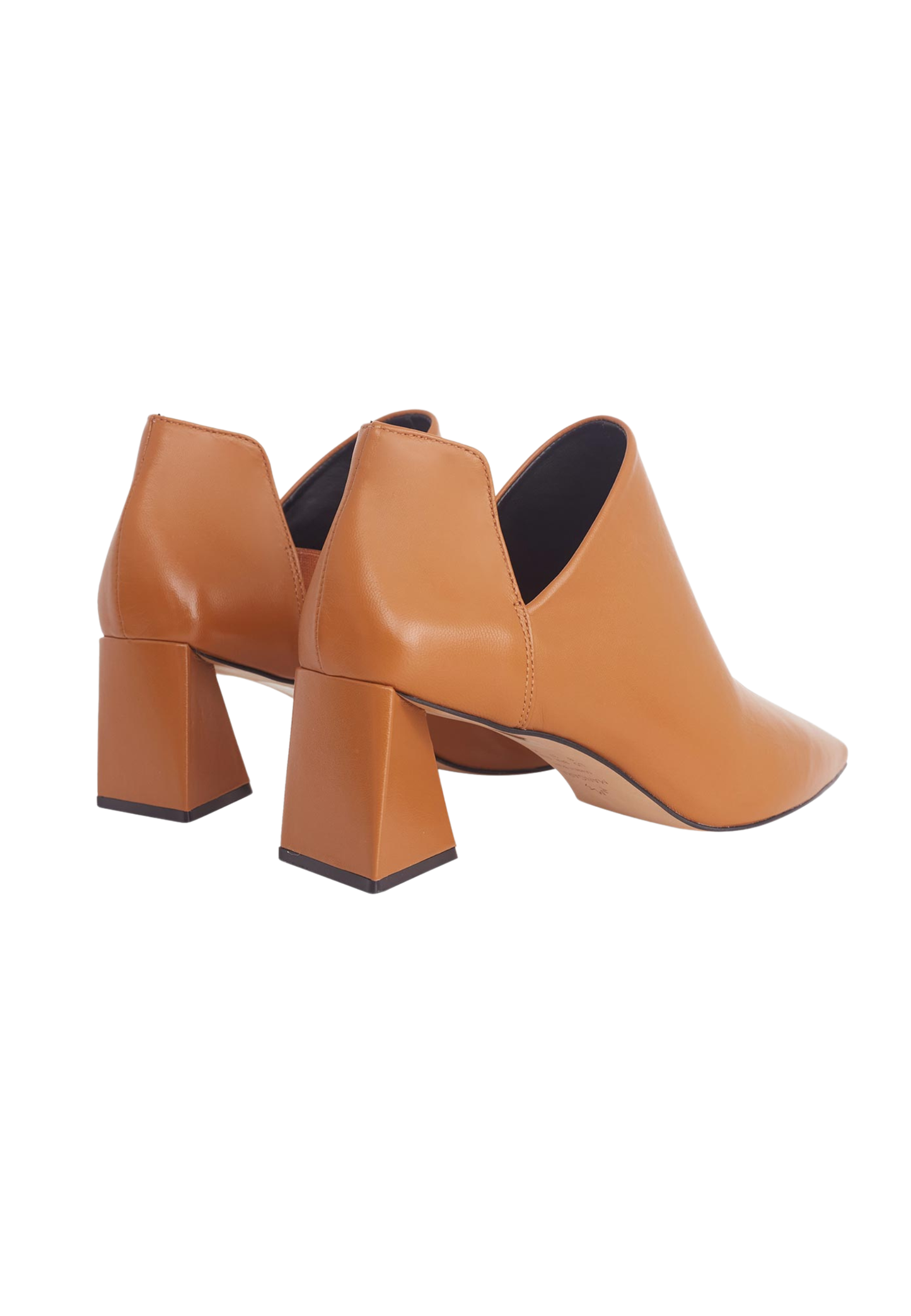 Maranta Caramel Leather Ankle Boots – Pointed Toe, 6.3cm Flared Heel