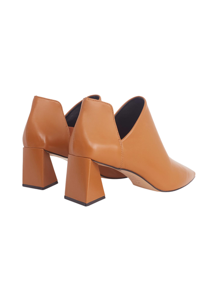 Maranta Caramel Leather Ankle Boots – Pointed Toe, 6.3cm Flared Heel