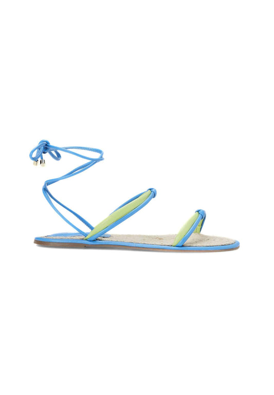 Urucum Blue Leather Lace-Up Sandals
