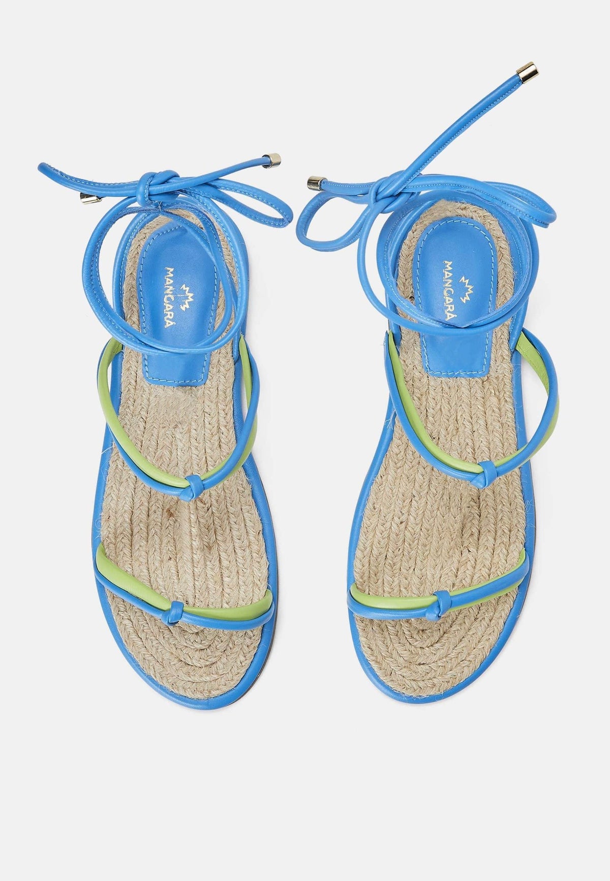 Urucum Blue Leather Lace-Up Sandals