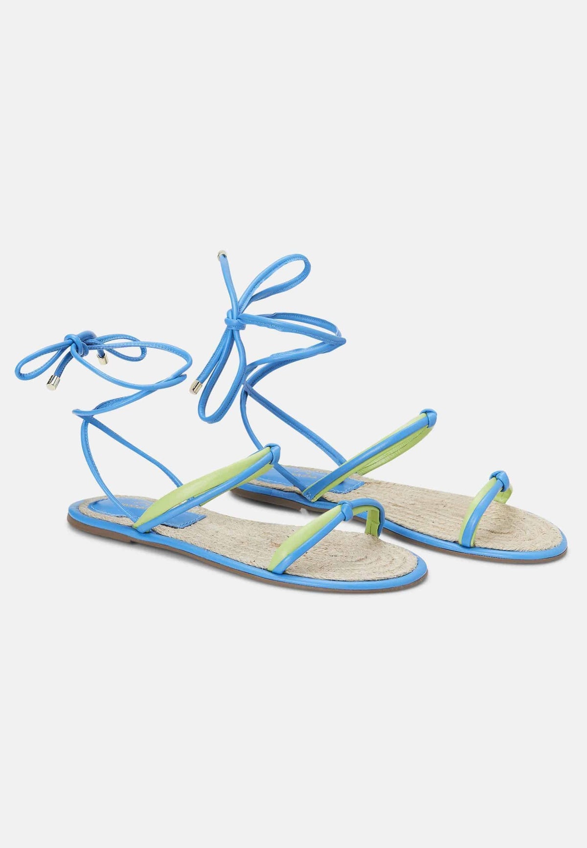 Urucum Blue Leather Lace-Up Sandals